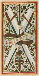 I tre di spade, facsimile di una carta dei tarocchi dal mazzo 